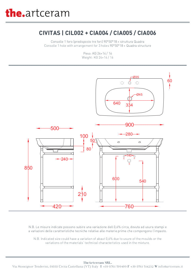 Structure carrée pour lavabo suspendu Civitas