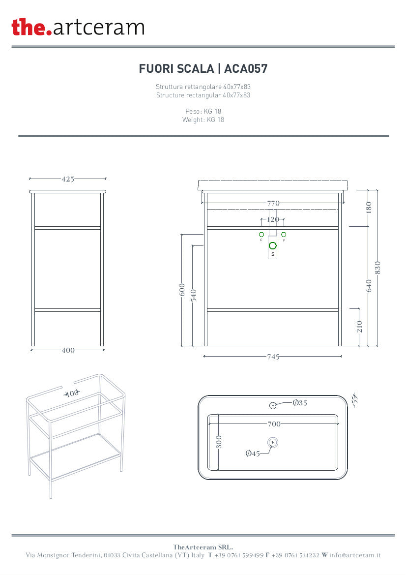 Structure pour lavabo ovale 36,5 x 58,6 cm h83 Hors échelle