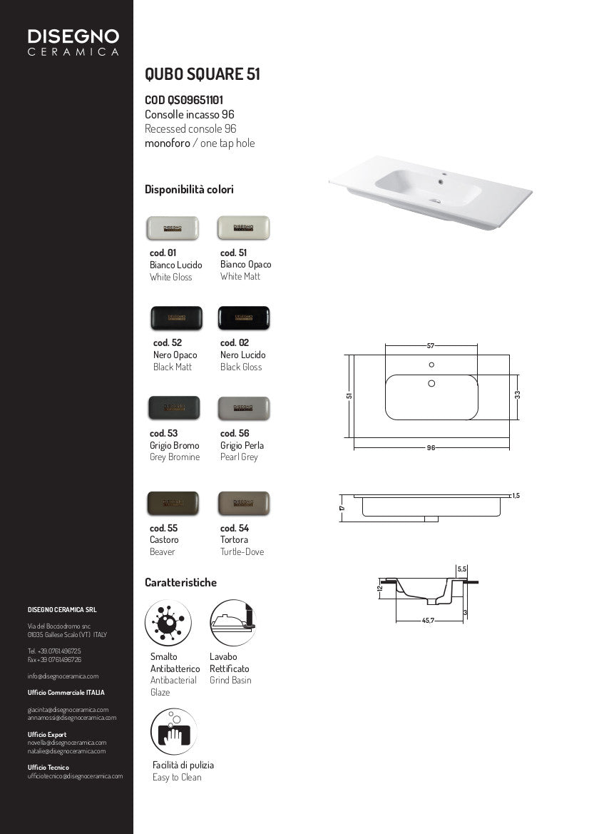 Qubo Square 96 cm Einbaukonsole