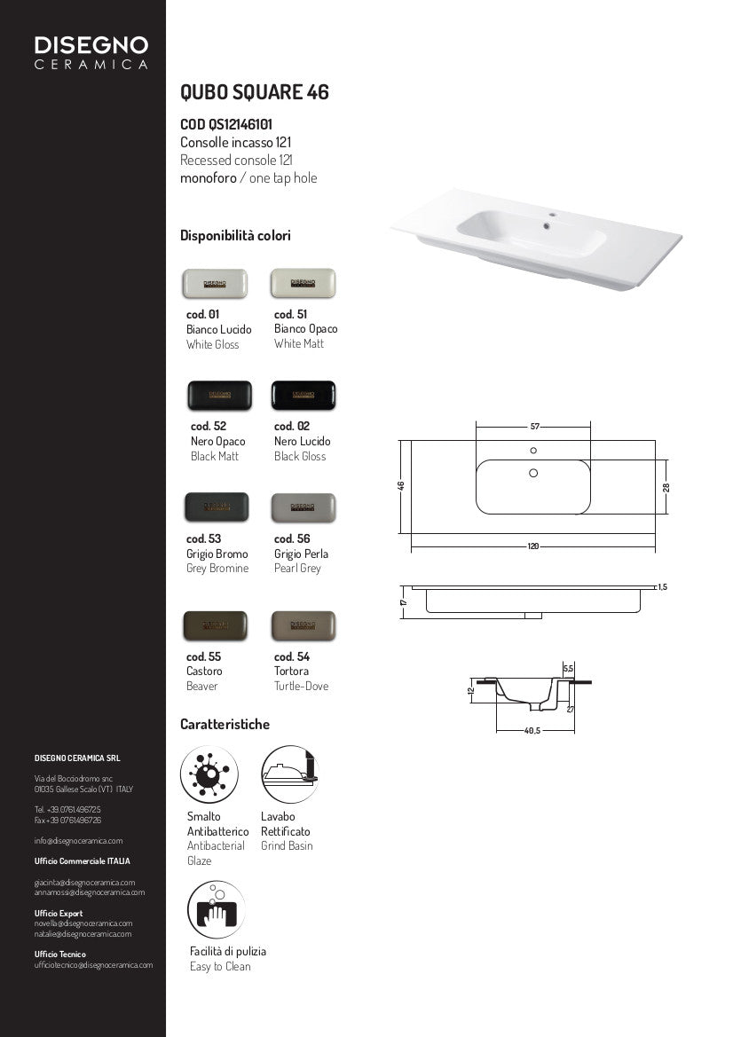 Qubo Square 46 Einbaukonsolentisch 121x46 cm