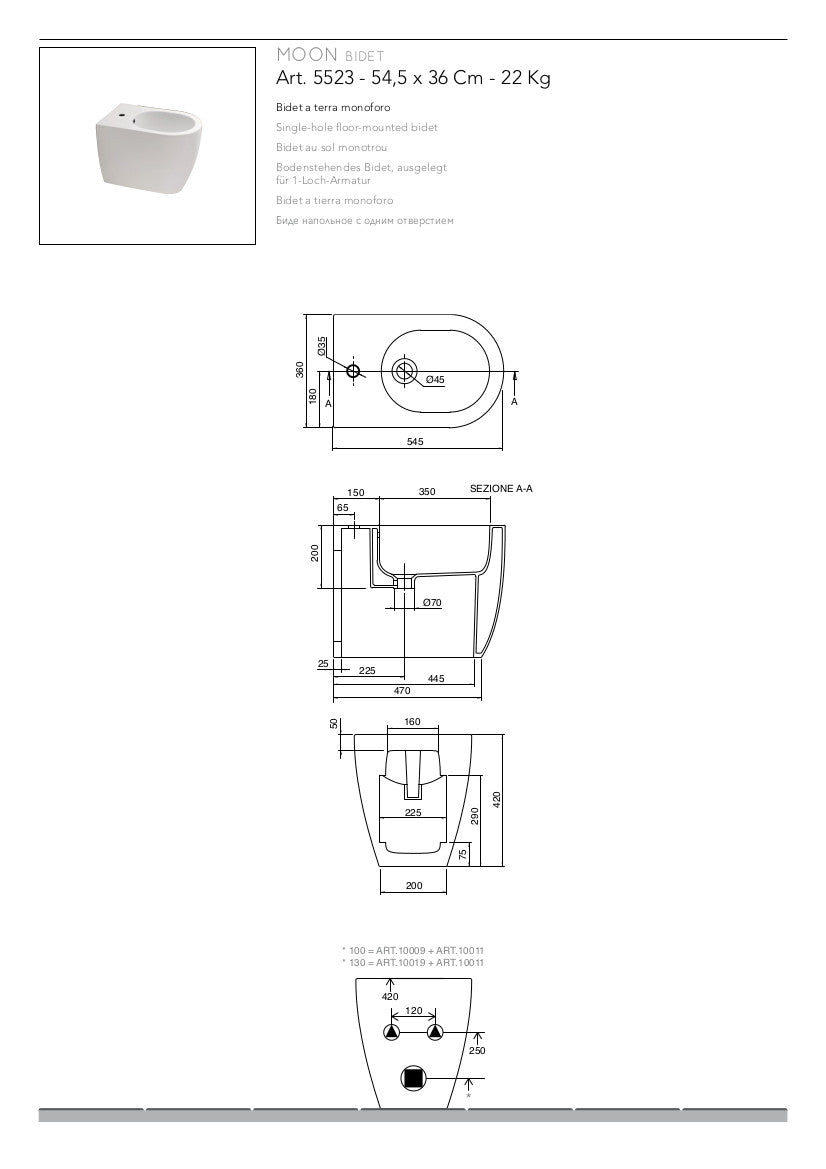 Monoblock-Sanitärsystem mit Moon-Spülkasten