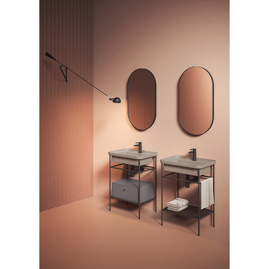 Ovaler Badezimmerspiegel 50x90 cm mit Look Ring-Rahmen