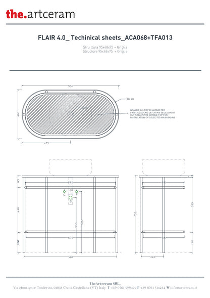 Structure pour lavabo ovale 36,5 x 58,6 cm h83 Hors échelle