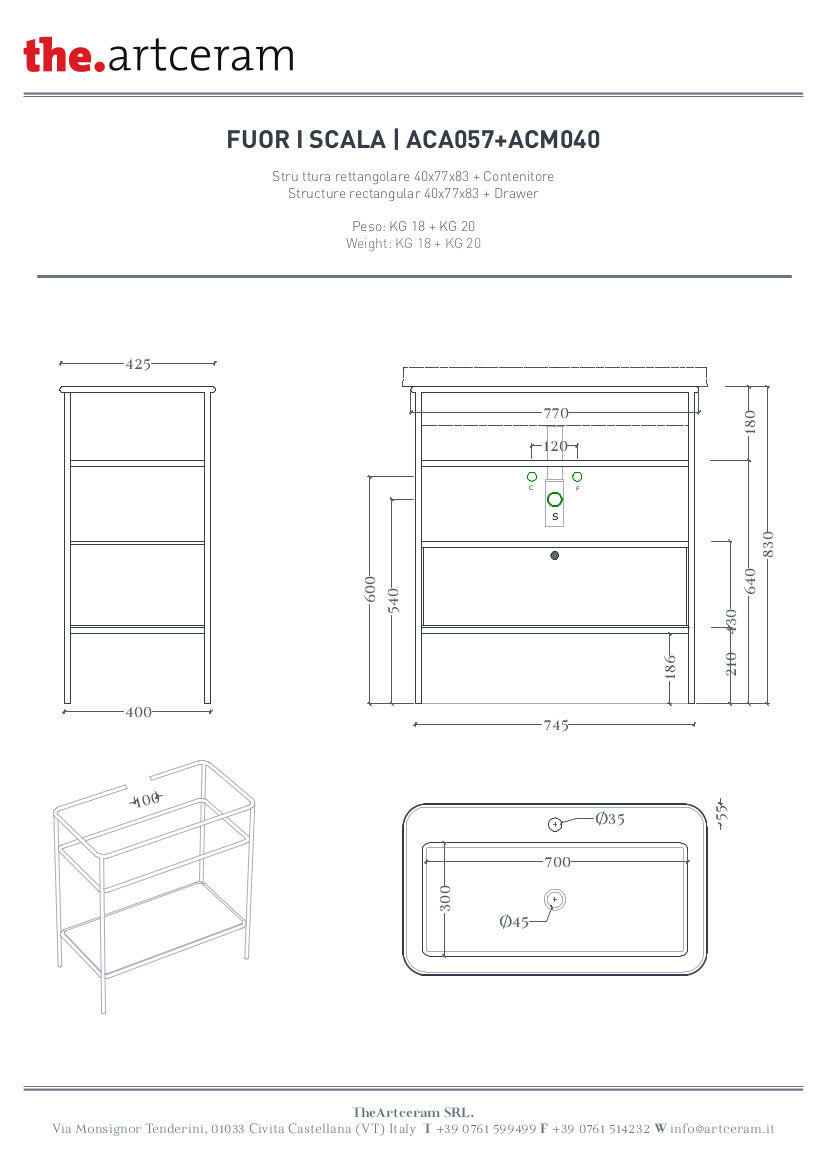 Structure pour lavabo ovale 36,5 x 58,6 cm h83 Hors échelle