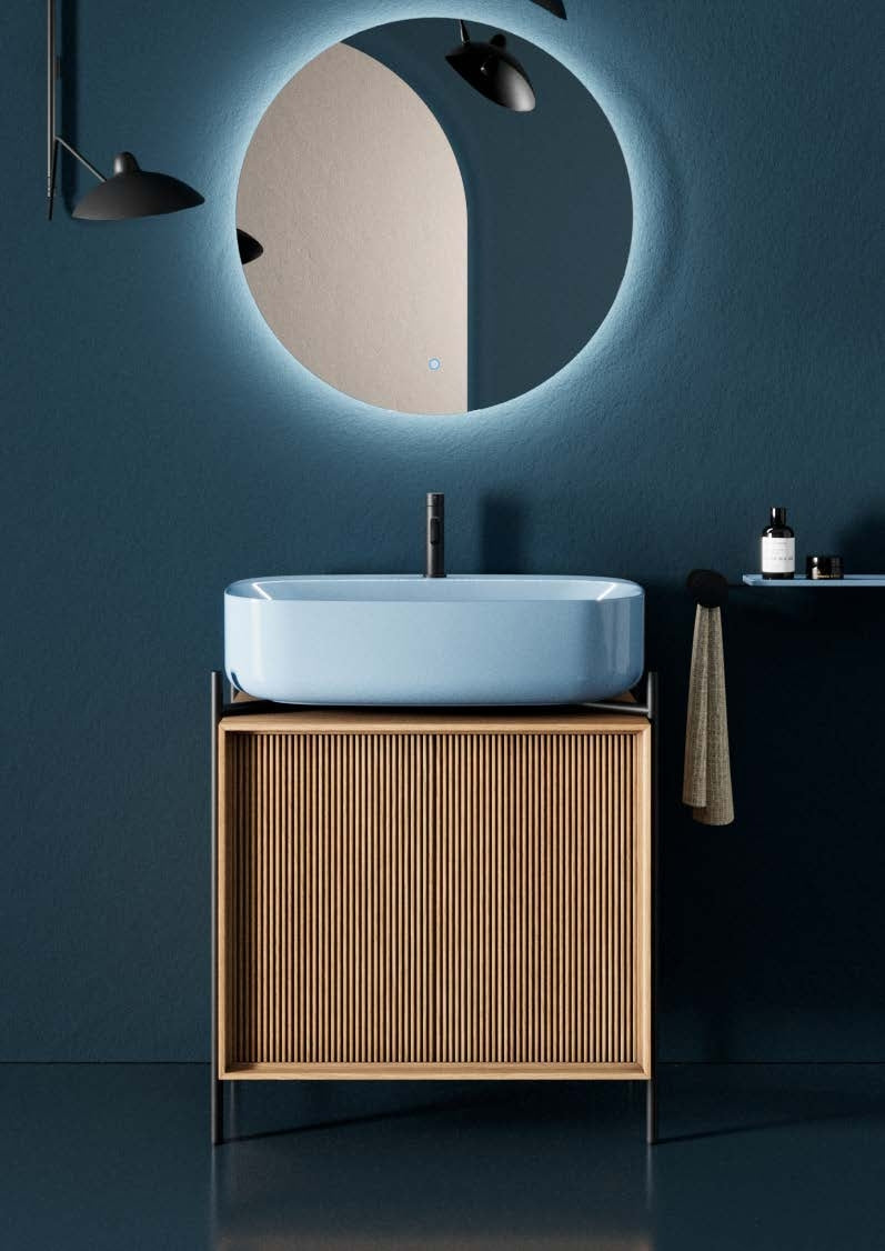 Vasque à poser en forme de lune avec trou