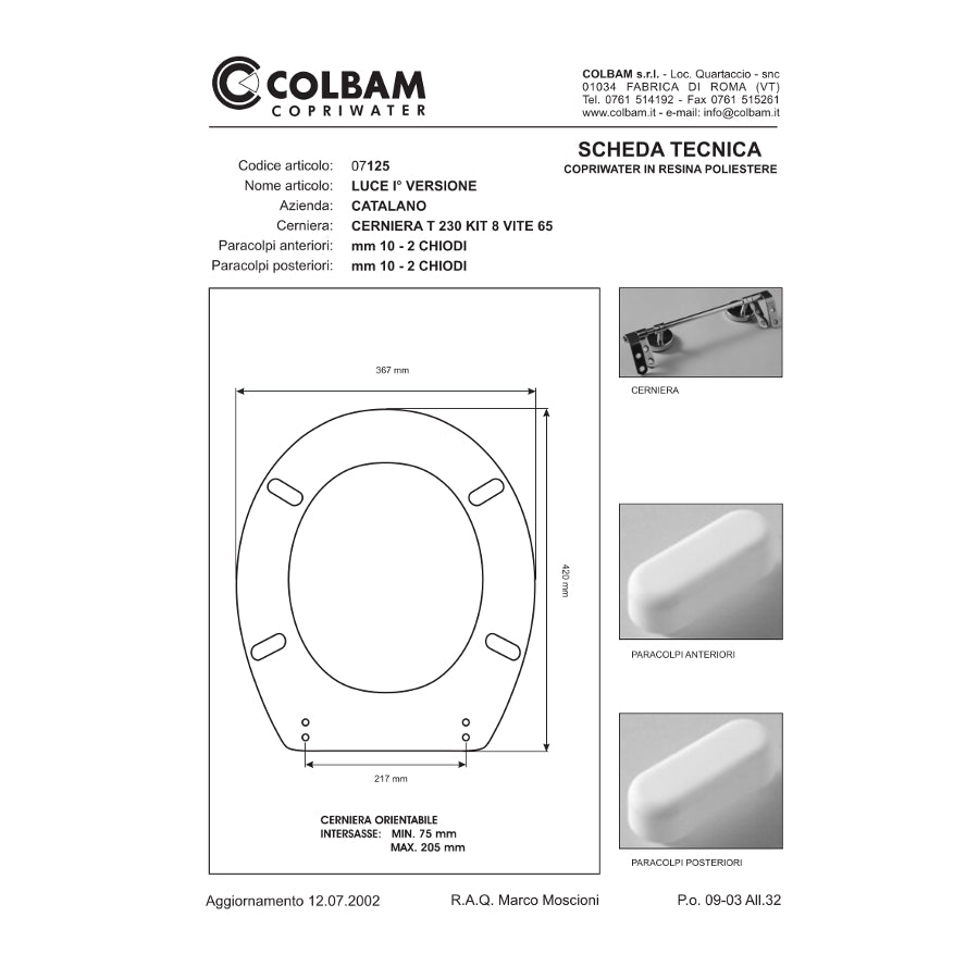 WC-Sitz kompatibel mit Luce (1. Version) und Taormina