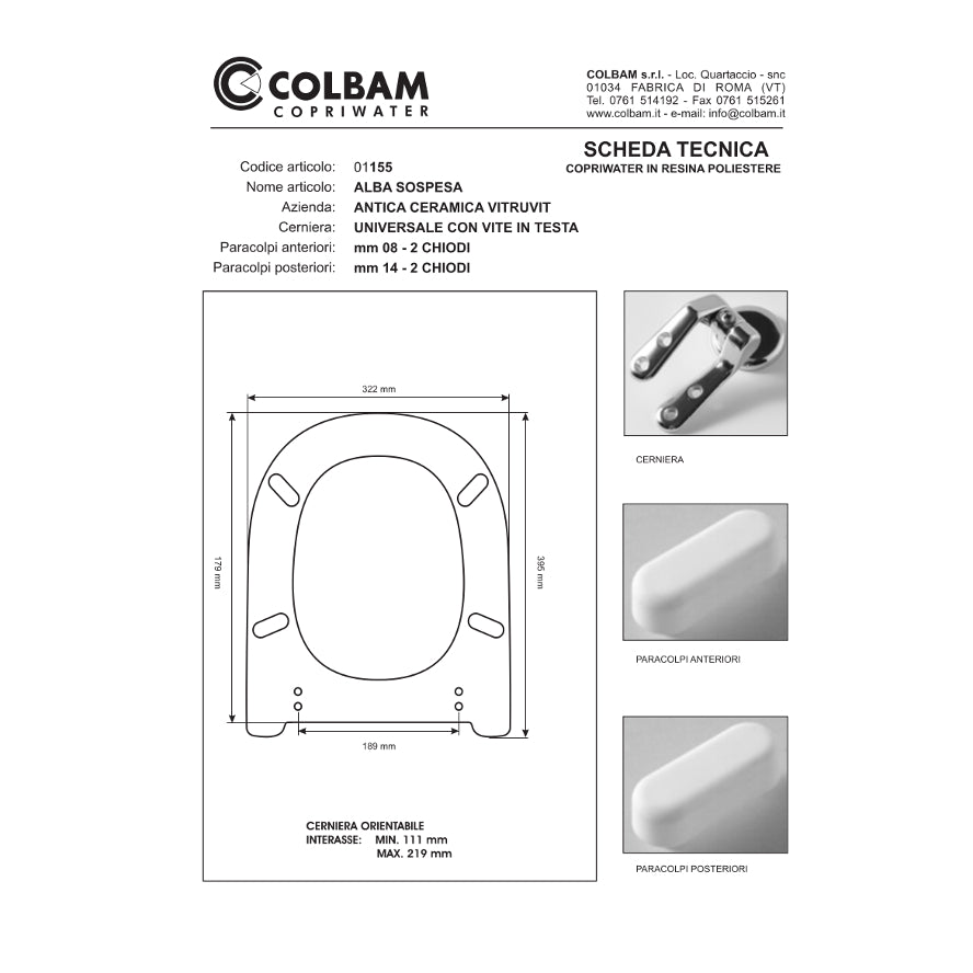 Siège de toilette suspendu compatible Alba