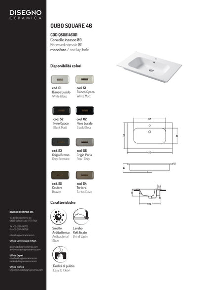 Qubo Square Einbaukonsolentisch 81x46 cm
