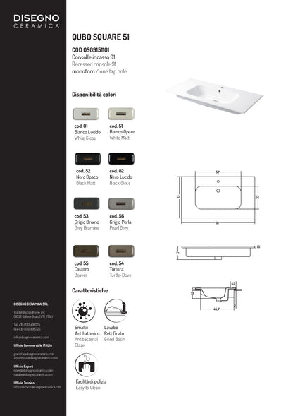 Qubo Square Einbaukonsolentisch 91 cm