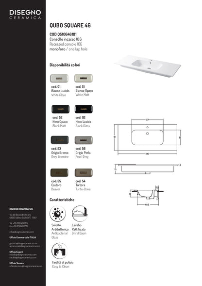 Qubo Square 46 Einbaukonsolentisch 106x46 cm