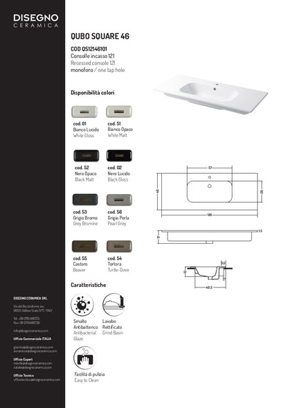 Qubo Square 46 Einbaukonsolentisch 121x46 cm