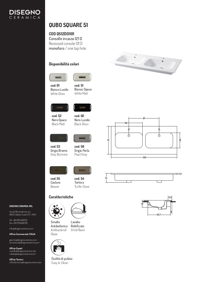 Qubo Square 121 cm Einbaukonsole mit Doppelwaschbecken