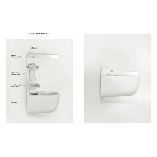 Hype Multifunktionale wandhängende Toilette ohne Spülrand 