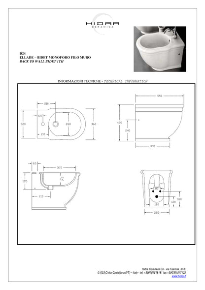Bidet Ellade fixé au mur