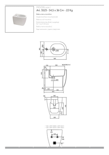 Monoblock-Sanitärsystem mit Moon-Spülkasten