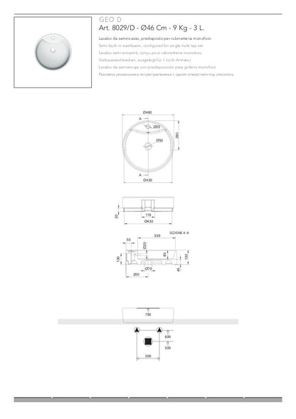 Lavabo semi-encastré Geo Thin-Line