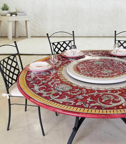 Table ronde en pierre de lave de Deruta Antico