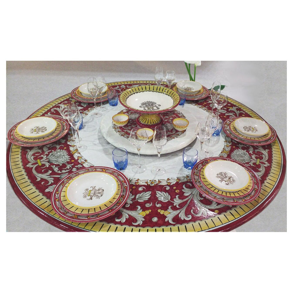 Table ronde en pierre de lave de Deruta Antico