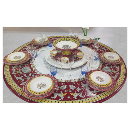 Table ronde en pierre de lave de Deruta Antico